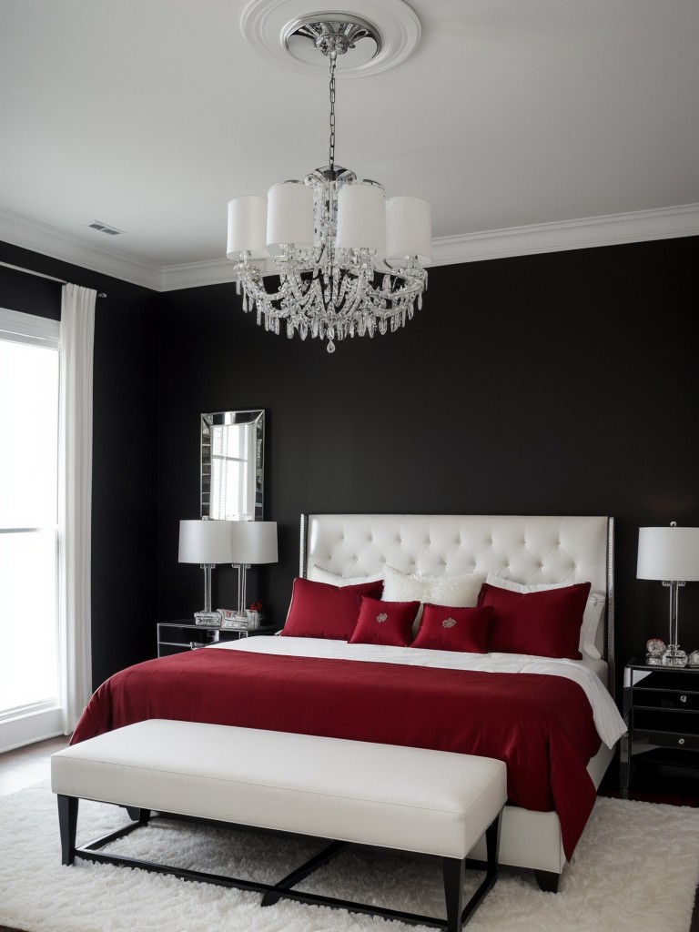 Elevate Your Bedroom Decor with Vibrant Accents and Glam Black & White.