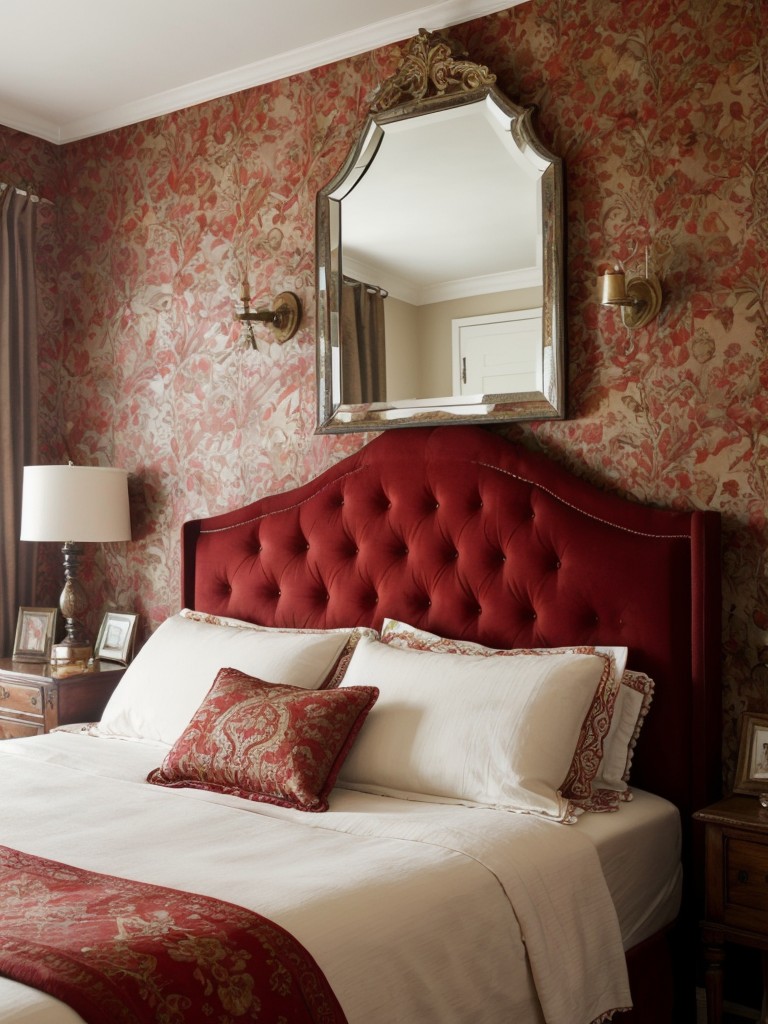 Vintage-Inspired Apartment: Bold Red Bedroom Decor Ideas