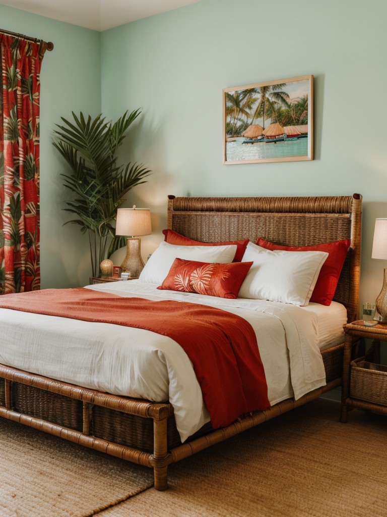 Vibrant Tropical Paradise: Red Bedroom Inspiration