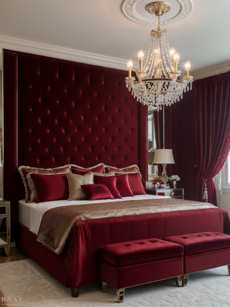 Luxury Red Bedroom: Velvet, Mirrors, and Crystals for Wow!