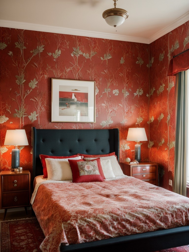 Vintage Vibes: Retro Red Bedroom Inspiration for Apartment Décor.