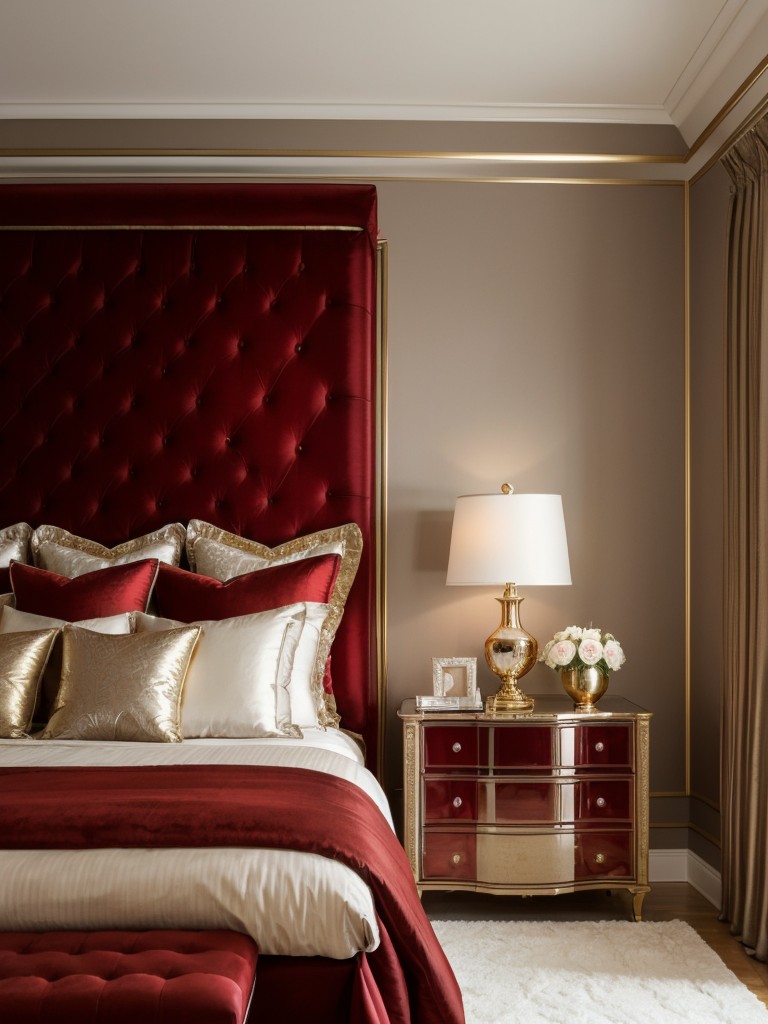 Timeless Red Bedroom Decor: Add a Touch of Metallic Elegance!