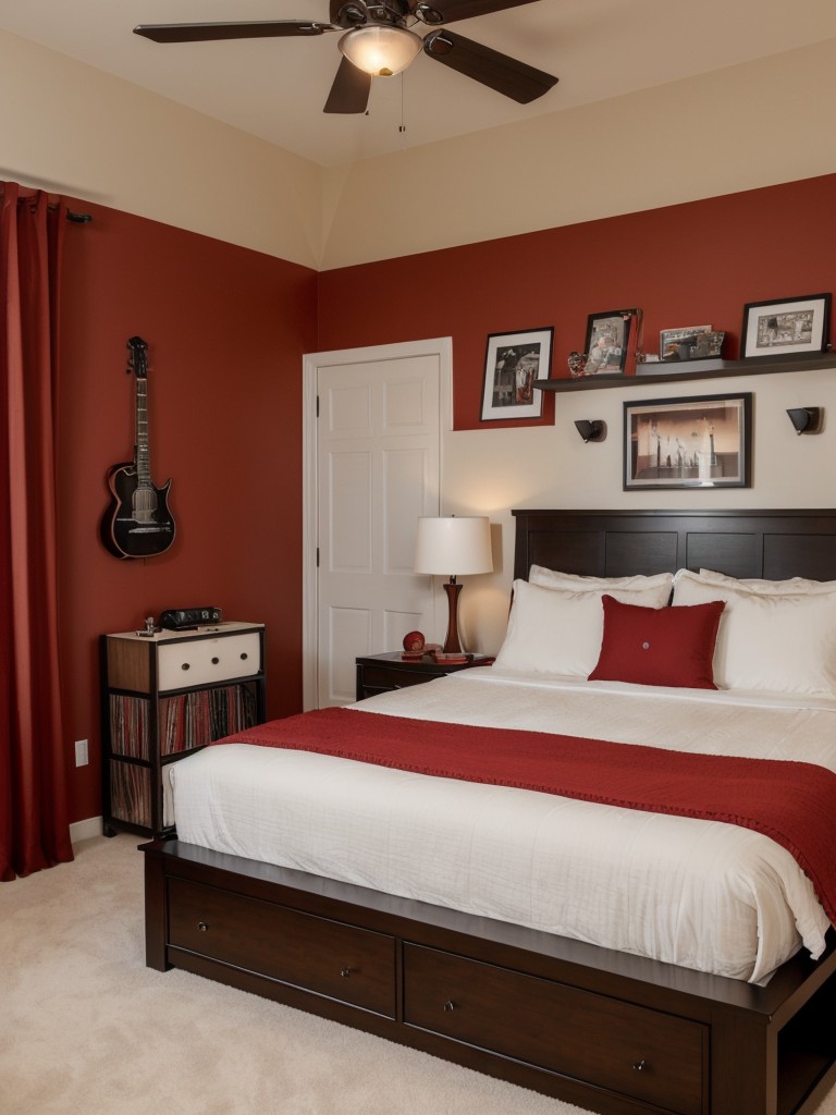 Red Bedroom Decor: Music-Inspired Retreat