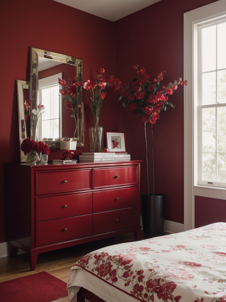 Romantic Red: Elevate Your Bedroom Decor with Blooming Roses and Orchids