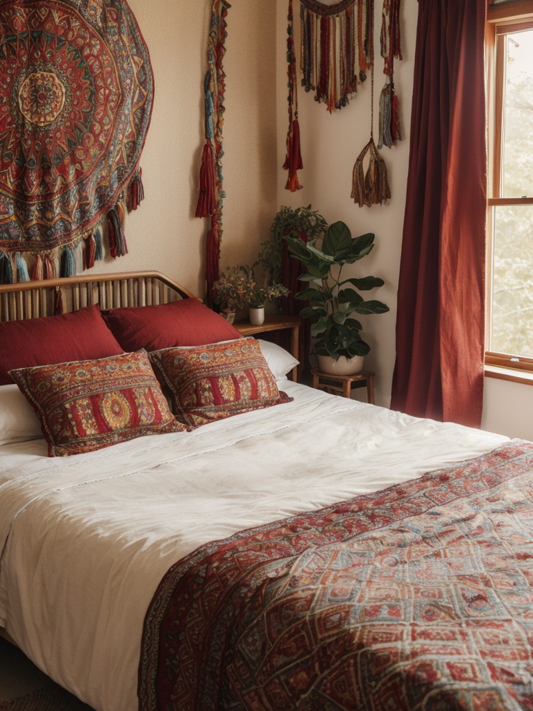 Boho Bedroom Magic: Red Tapestry for Vibrant Vibes