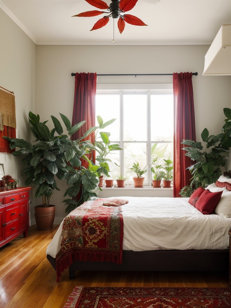 Boho Bliss: Red-themed Apartment Decor for an Enchanting Escape