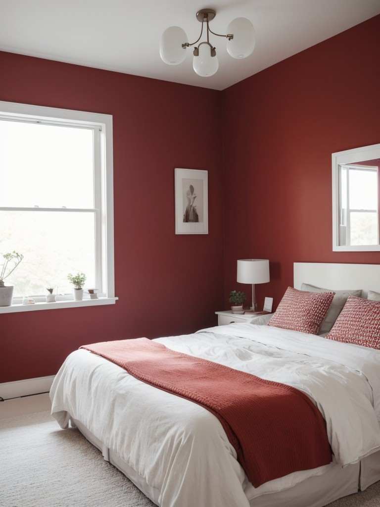 Scandinavian-Inspired Red Bedroom: Embrace Simplicity & Pop of Color!