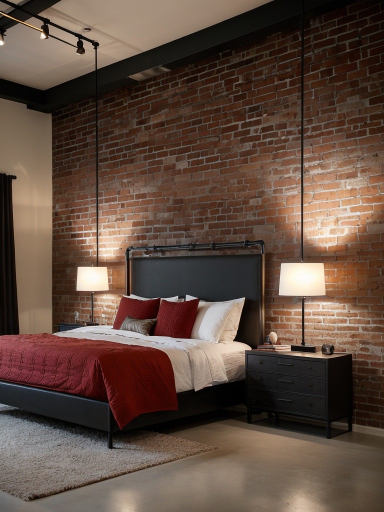 Industrial Chic: Intense Red Bedroom Decor for Modern Apartments