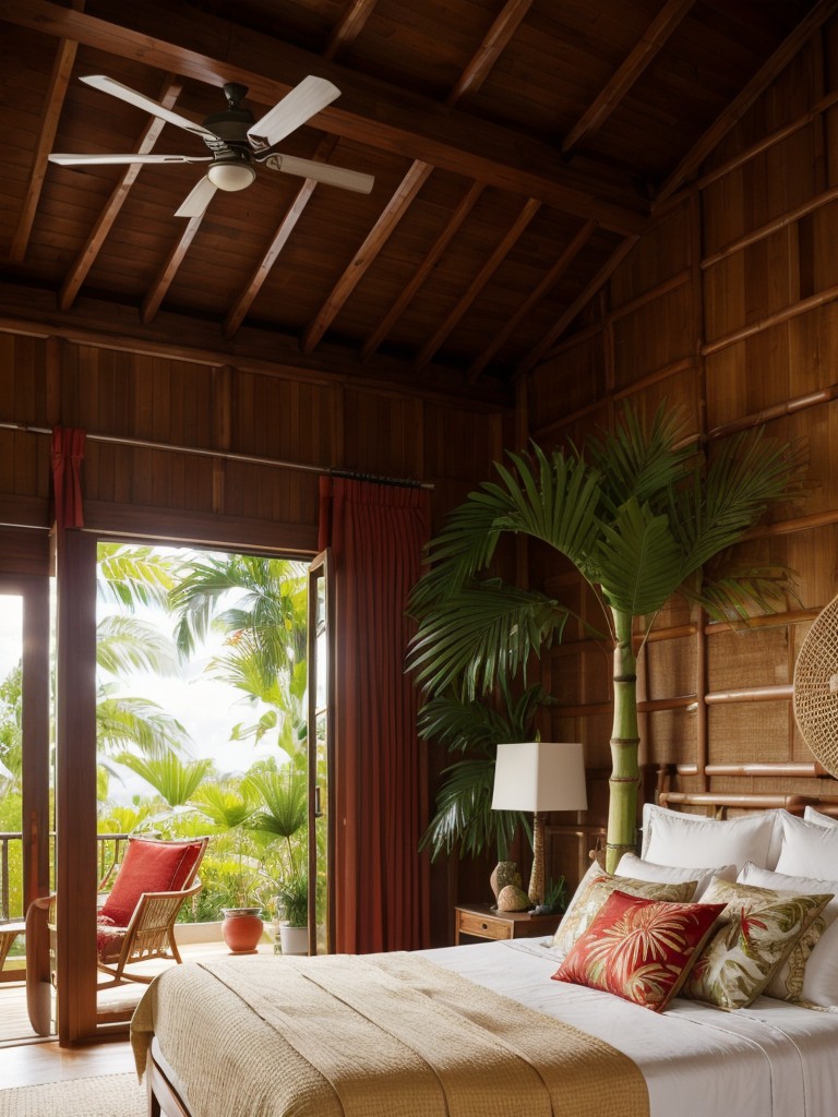 Tropical Oasis: Red Bedroom Decor Inspiration.