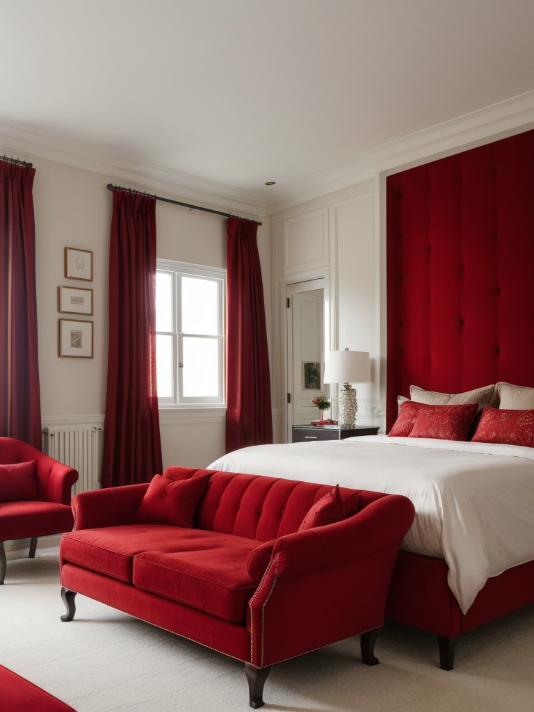 Stylish Red Apartment Bedroom Decor: Add a Statement Armchair for Fashionable Flair!