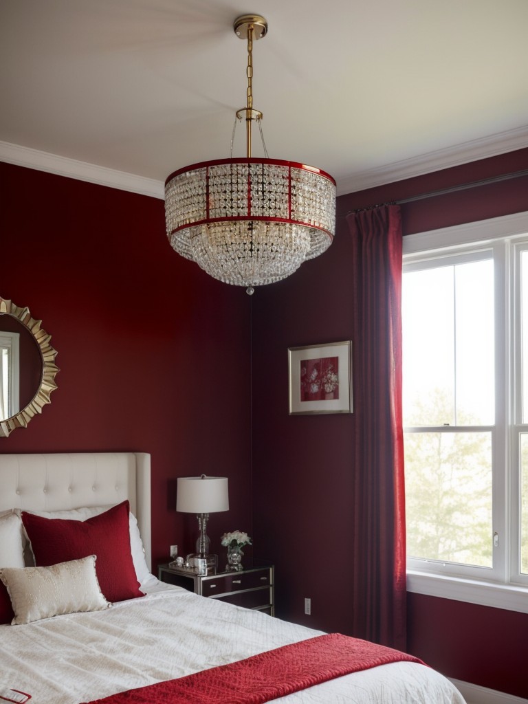 Stylish Red Bedroom Decor: Add Glamour with a Gorgeous Chandelier!