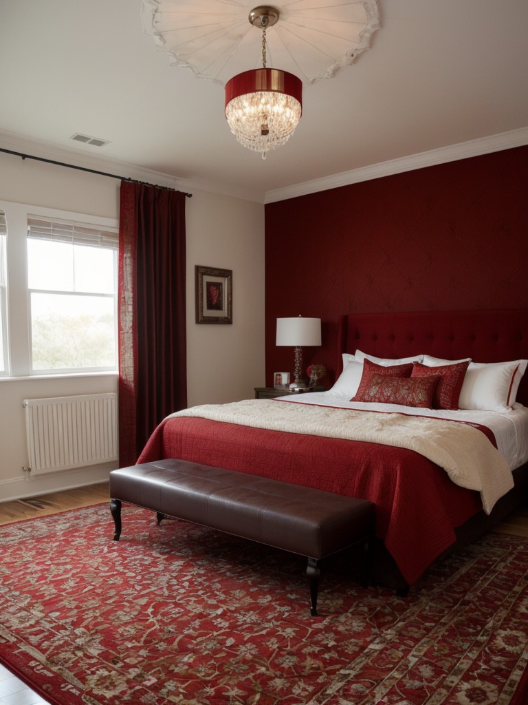 Stylish Red Bedroom Decor: Add Warmth and Texture with a Chic Area Rug