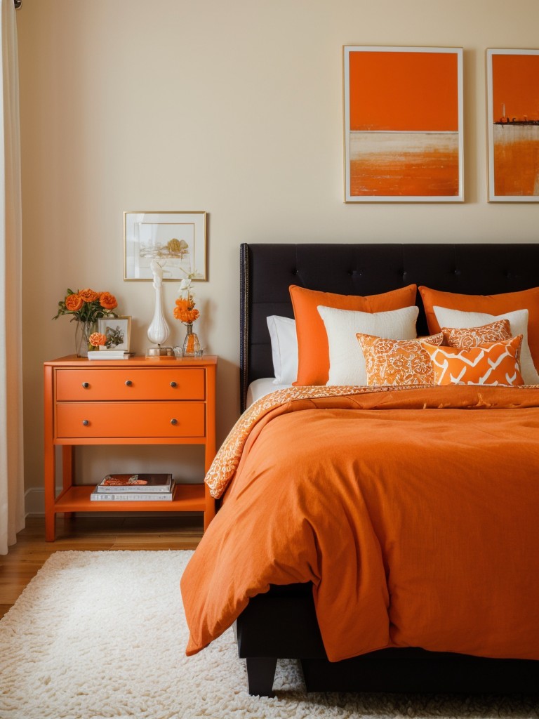 Vibrant Orange Apartment Bedroom Decor