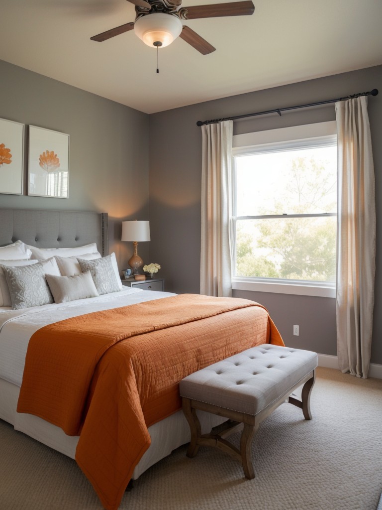 Cozy Apartment Bedroom with Relaxing Orange Accents