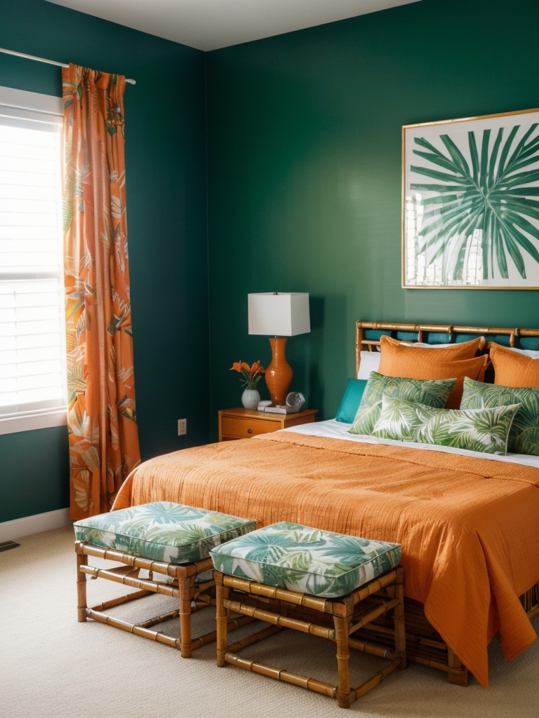 Tropical Oasis: Orange Bedroom Decor for a Refreshing Vibe