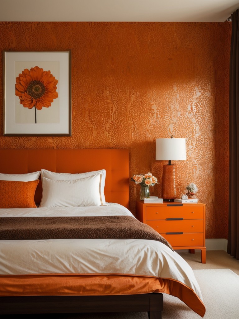 Bold Orange Bedroom Ideas: Spice up your apartment with statement wallpaper