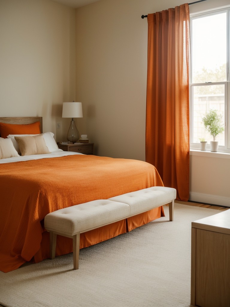 Light & Airy Orange Apartment Bedroom Decor Ideas