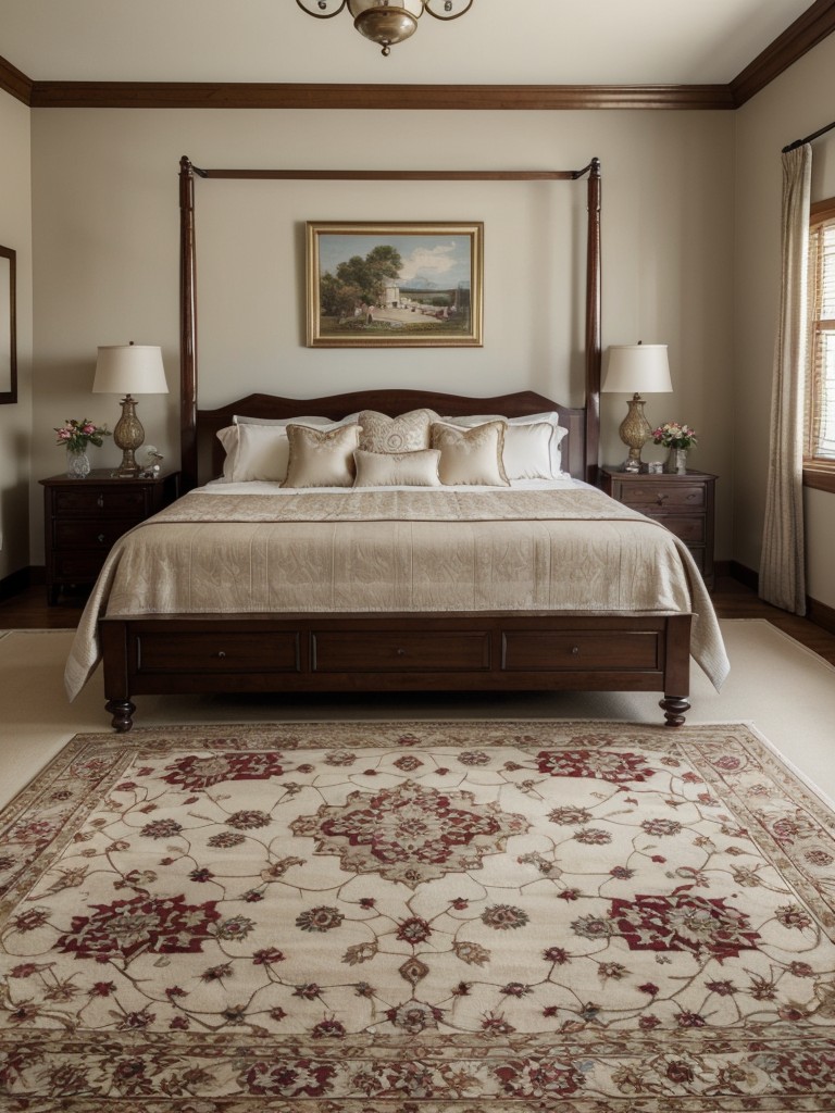 Timeless Haven: Traditional Bedroom Decor Ideas with Plush Area Rugs