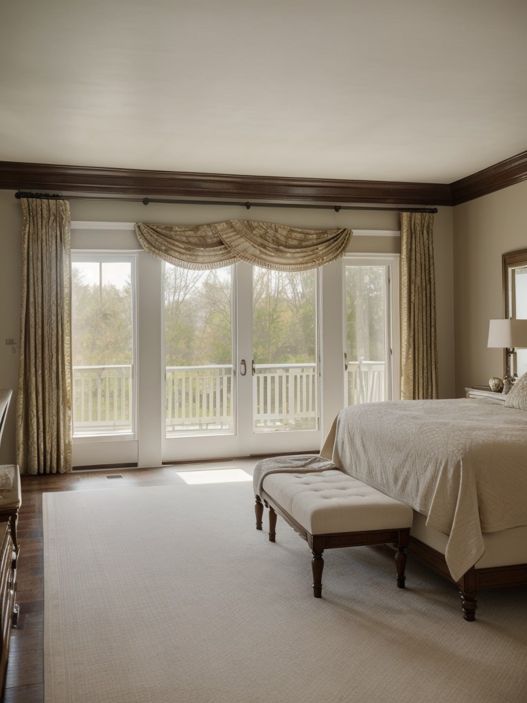 Timeless elegance: Transform your bedroom with graceful drapes for an opulent touch.