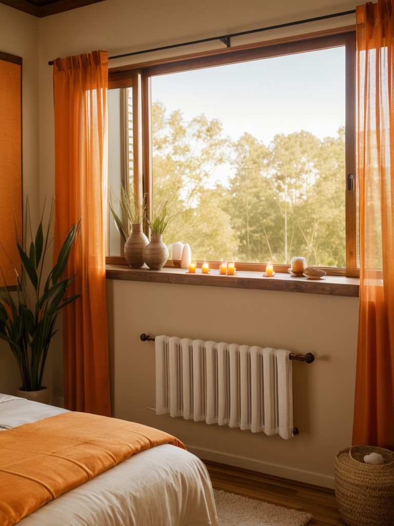 Zen-Inspired Bedroom: Calm and Refreshing Orange Decor Ideas!