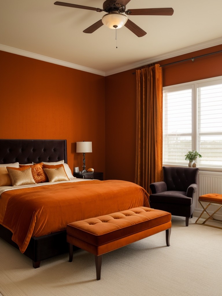 Cozy & Chic: Velvet Orange Accents for Bedroom Bliss