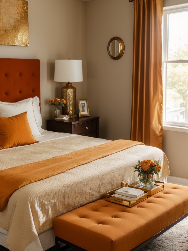 Cozy Orange Apartment: Get Inspired by Metallic Accents!