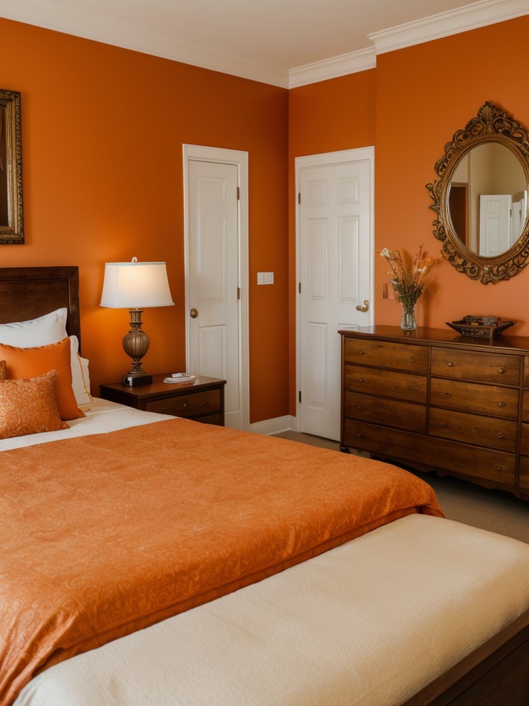 Glam up your bedroom with a stunning orange mirror!