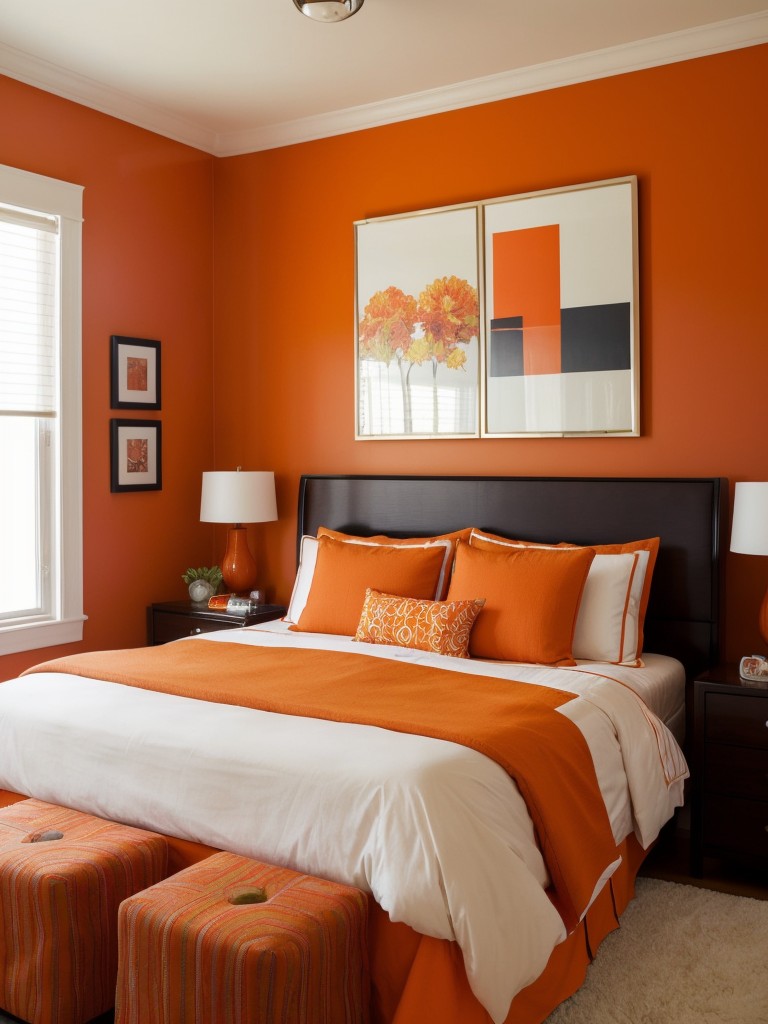 Vibrant and Energetic: Stylish Bedroom Decor Ideas with Orange Accents