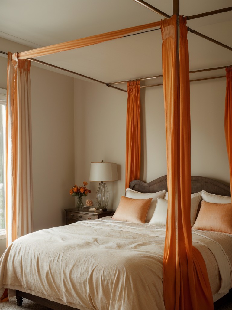 Elegant & Romantic Bedroom Decor: Embrace Orange Bliss.