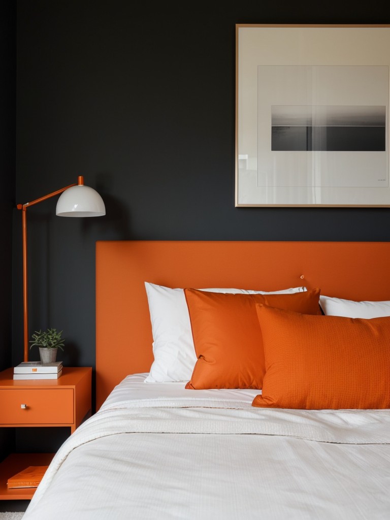 Modern Apartment Vibes: Orange Bedroom Decor that Pops!