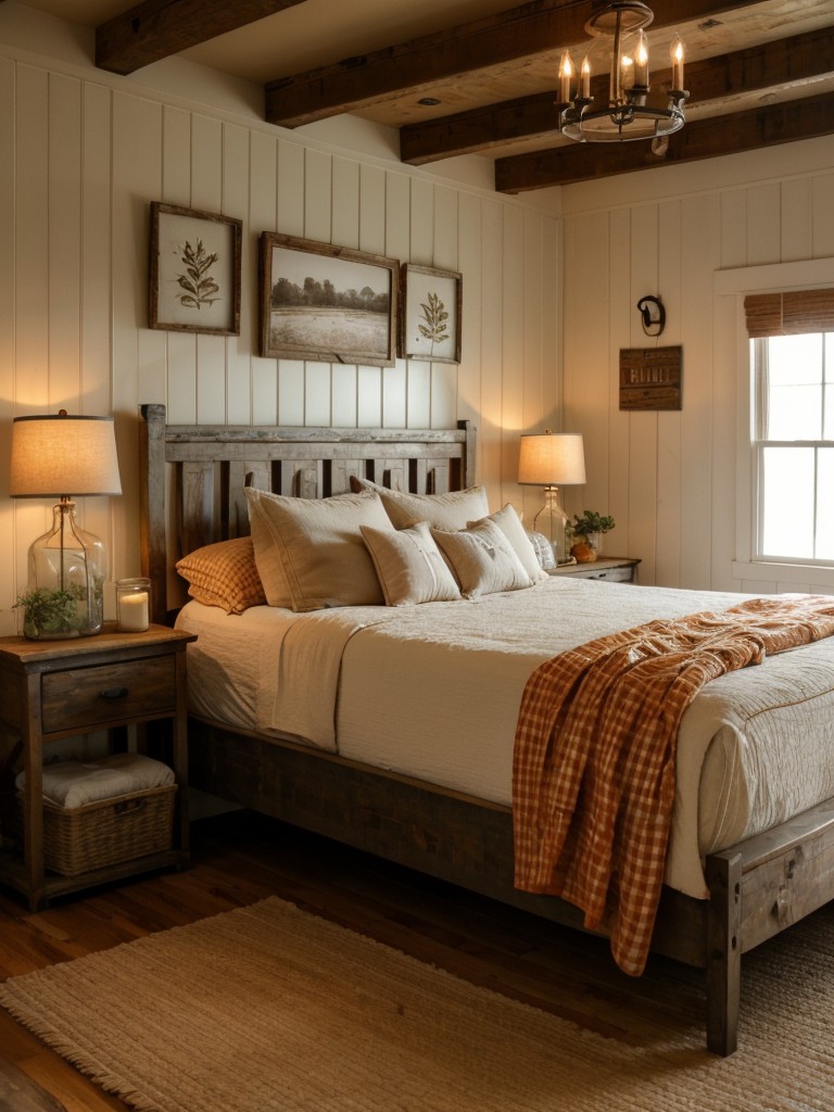 Rustic Farmhouse Vibes: Orange Bedroom Decor Ideas