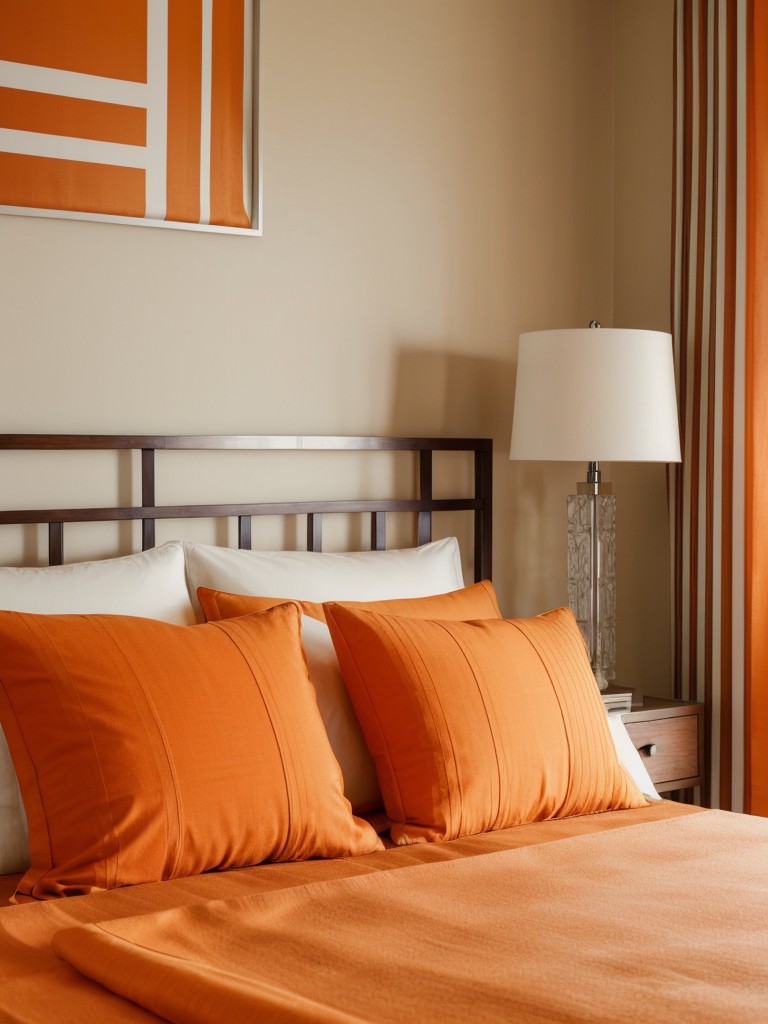 Modernize Your Bedroom with Geometric Orange Accents