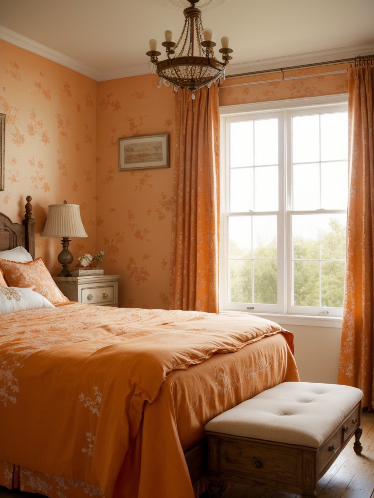 French Oasis: Elevate Your Bedroom with Vibrant Orange Decor