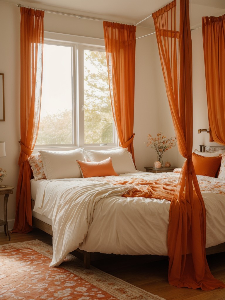 Romantic Oasis: Transform your bedroom with vibrant orange decor for a dreamy ambiance