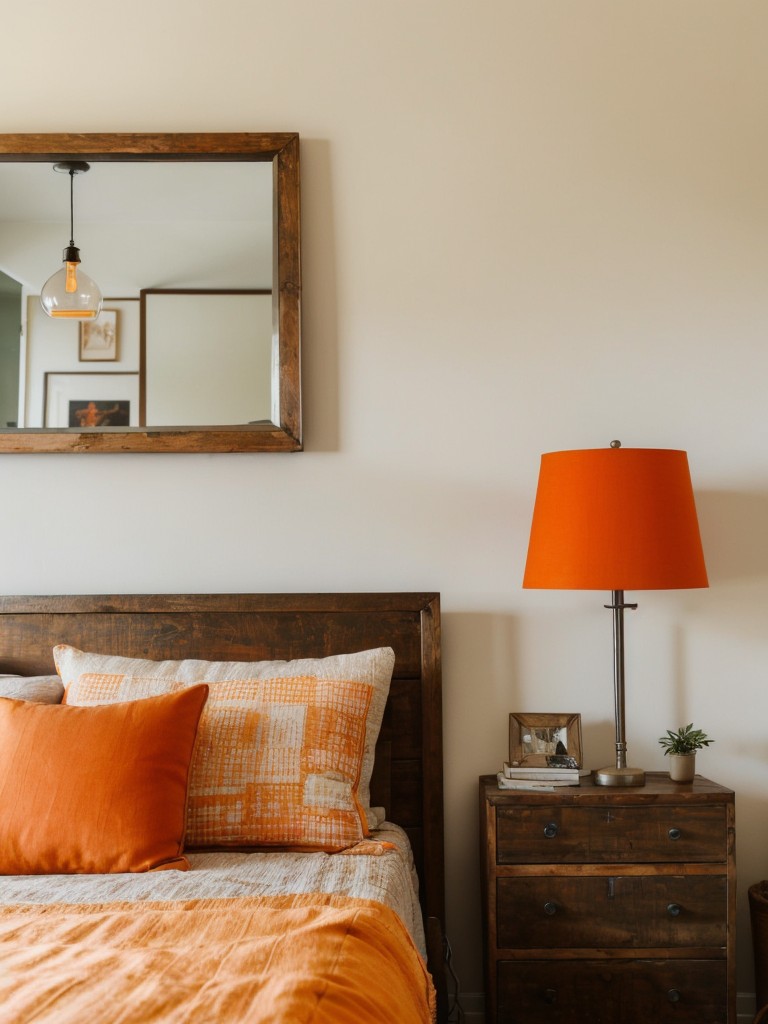 Dreamy Orange Apartment Decor: Modern meets vintage for a vibrant and eclectic space!