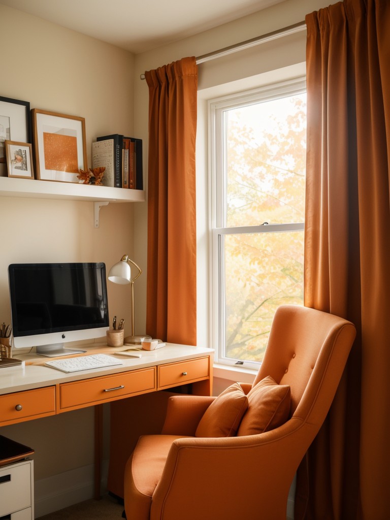 Cozy Orange Bedroom: Stylish Workspace Inspiration!