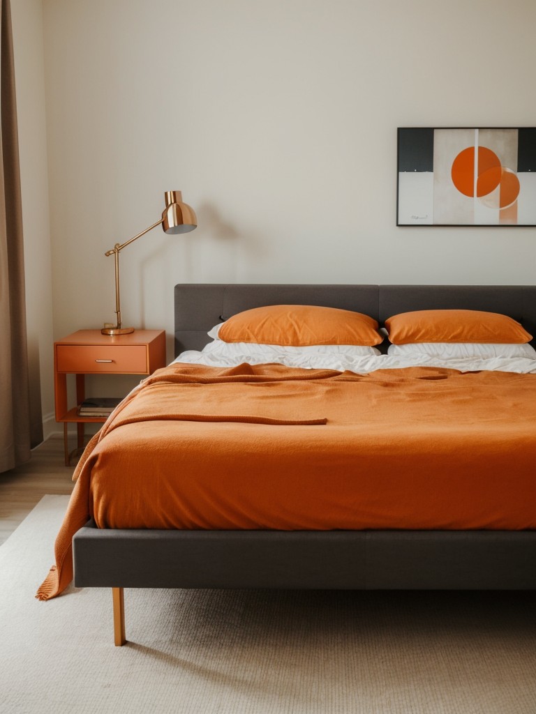 Minimalist Chic: Cozy Orange Bedroom Inspiration