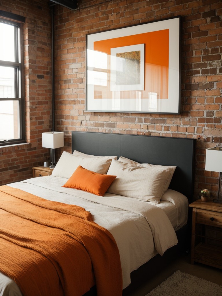 Industrial Chic: Stylish Loft Bedroom with Brick & Wood