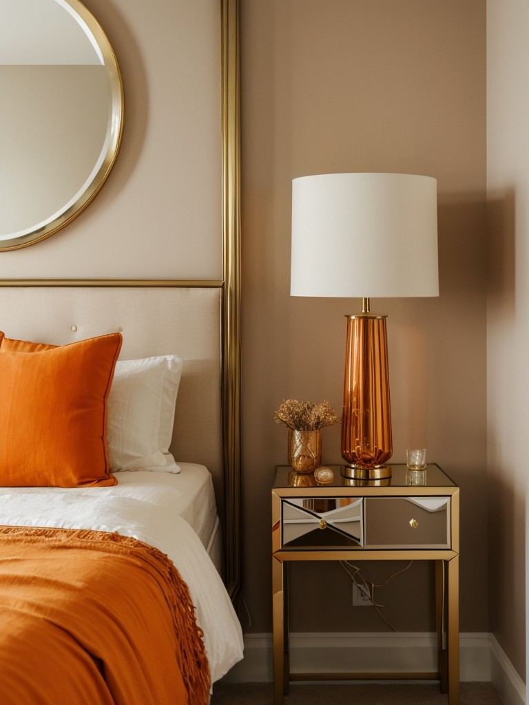 Chic Boho Apartment: Orange Bedroom with Metallic Accents