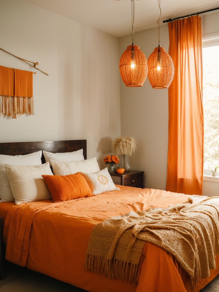 Serene Orange Apartment: Modern Boho Bedroom Ideas