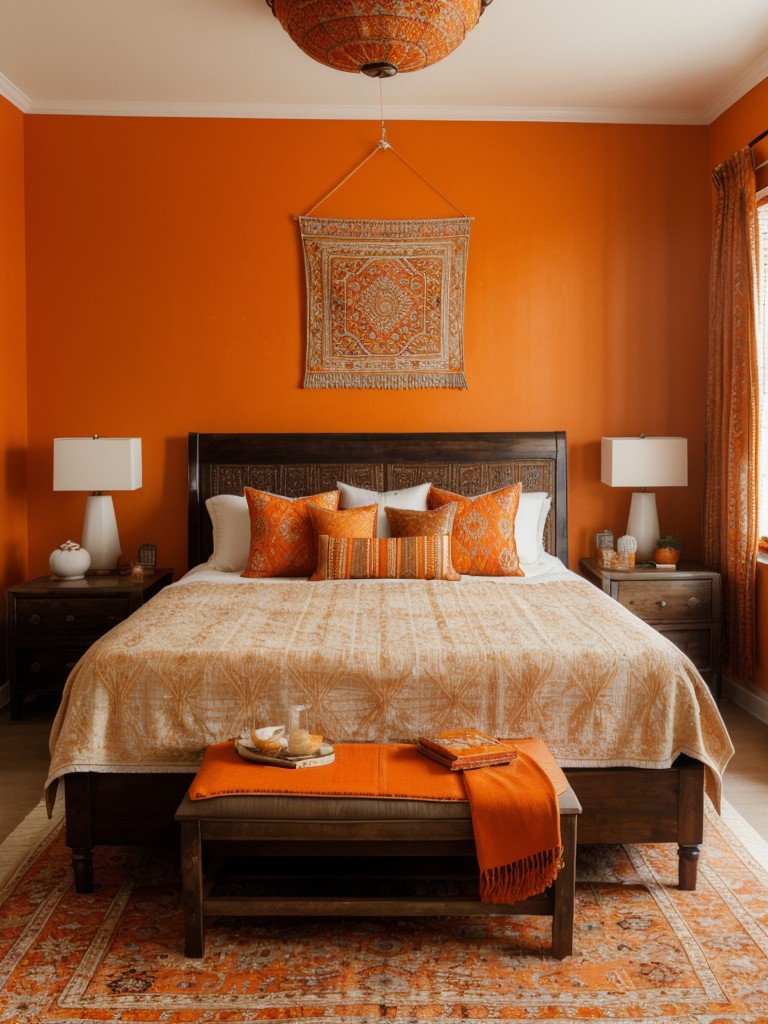 Global Charm: Boho Orange Bedroom Ideas with a Twist