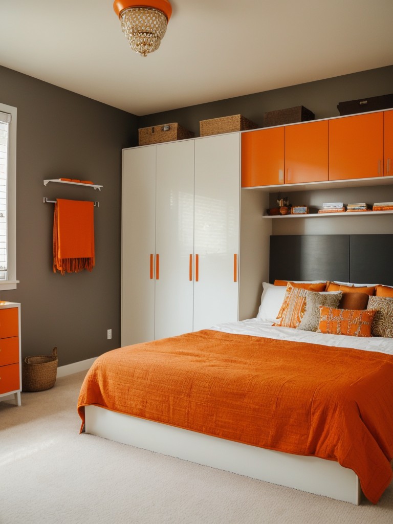 Efficiently Stylish: Smart Storage Ideas for Your Orange Bedroom