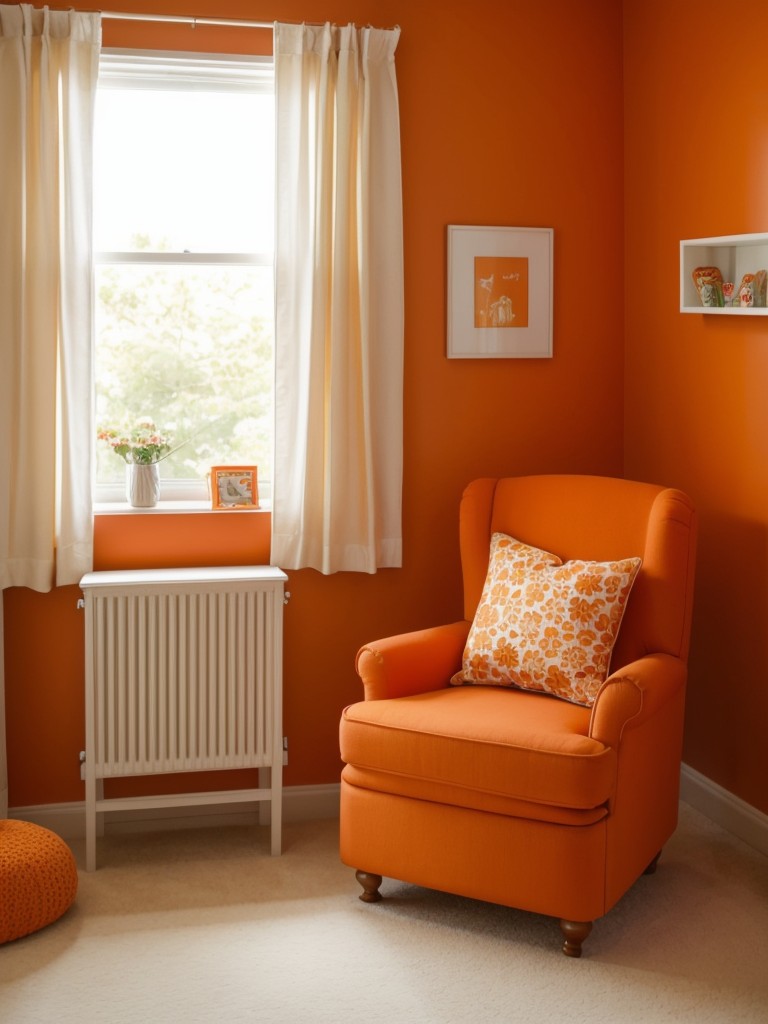 Cozy Orange Apartment Décor Ideas: Create a Playful Reading Nook