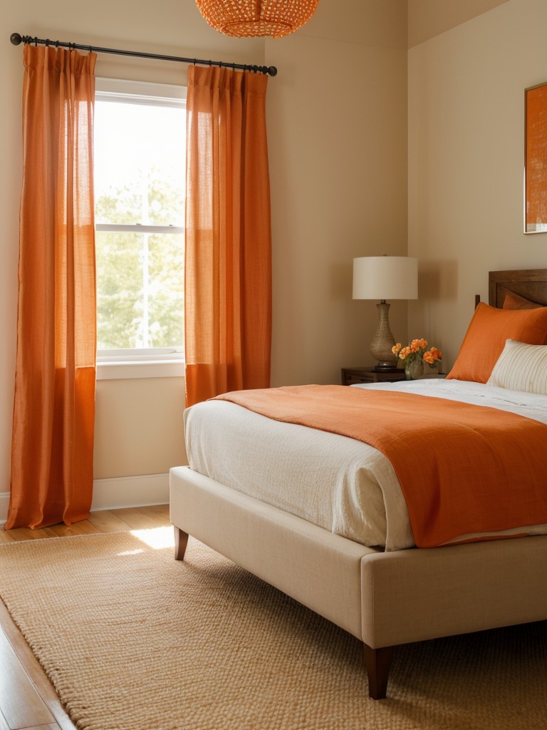 Stylish Apartment Inspiration: Serene Orange Bedroom Décor