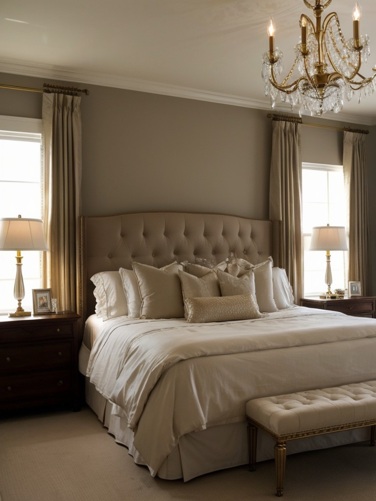 Timeless Traditional Bedroom: Sparkling Chandelier Focal Point