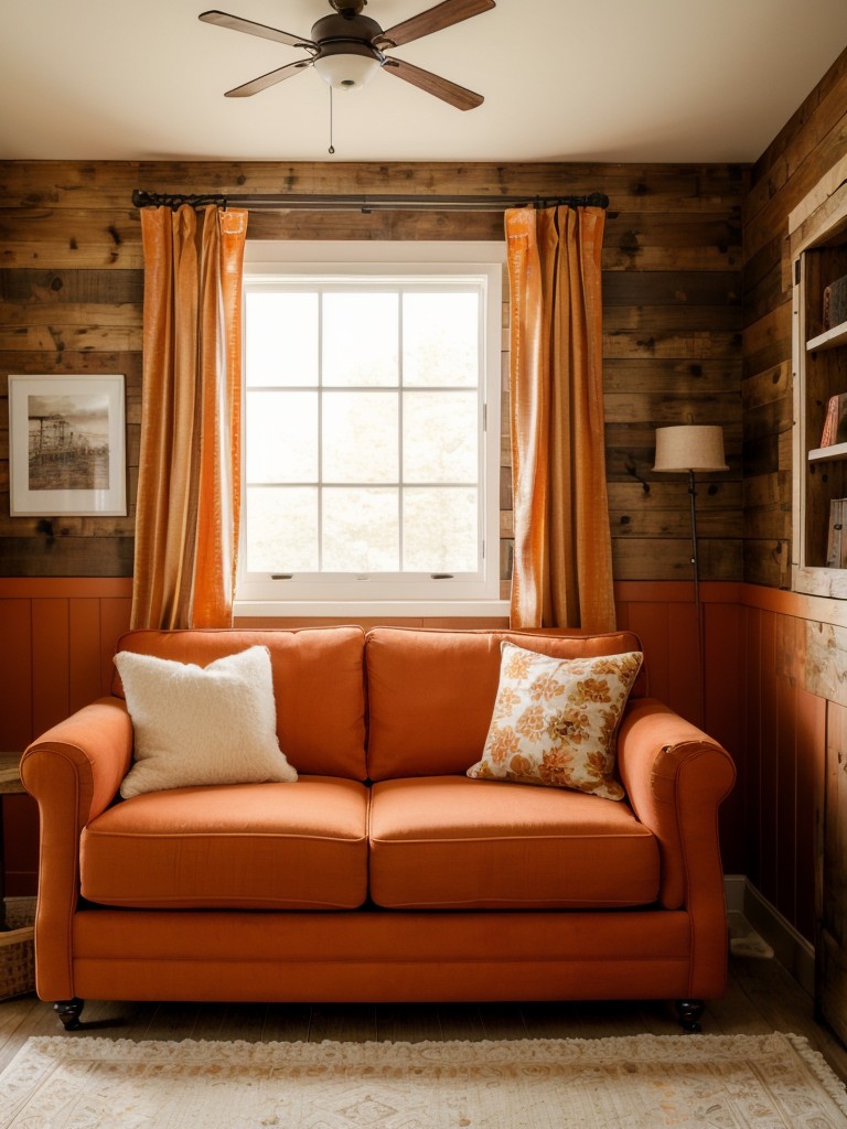 Cozy Corner: Create Your Dream Bedroom Retreat with Rustic Charm and Orange Decor