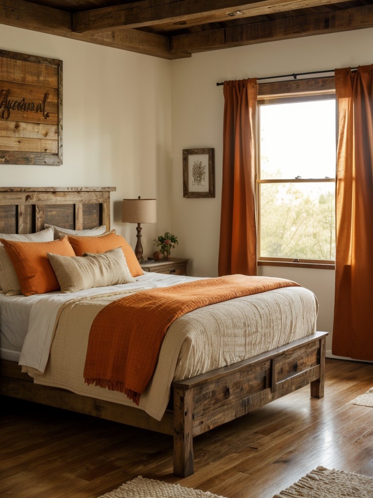 Cozy Rustic Apartment: Orange Bedroom Decor Ideas