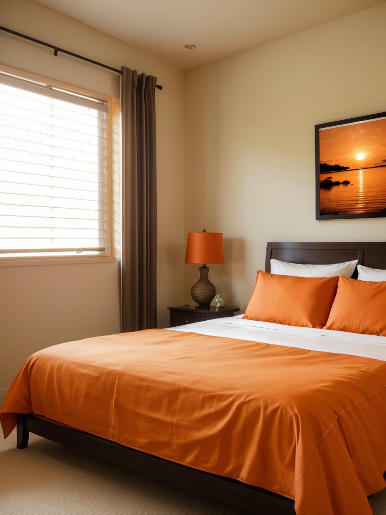 Tranquil Orange Bedroom Decor: Zen Oasis Vibes