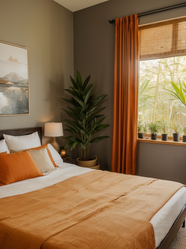 Serene Orange Bedroom Decor: Zen Oasis for Apartments