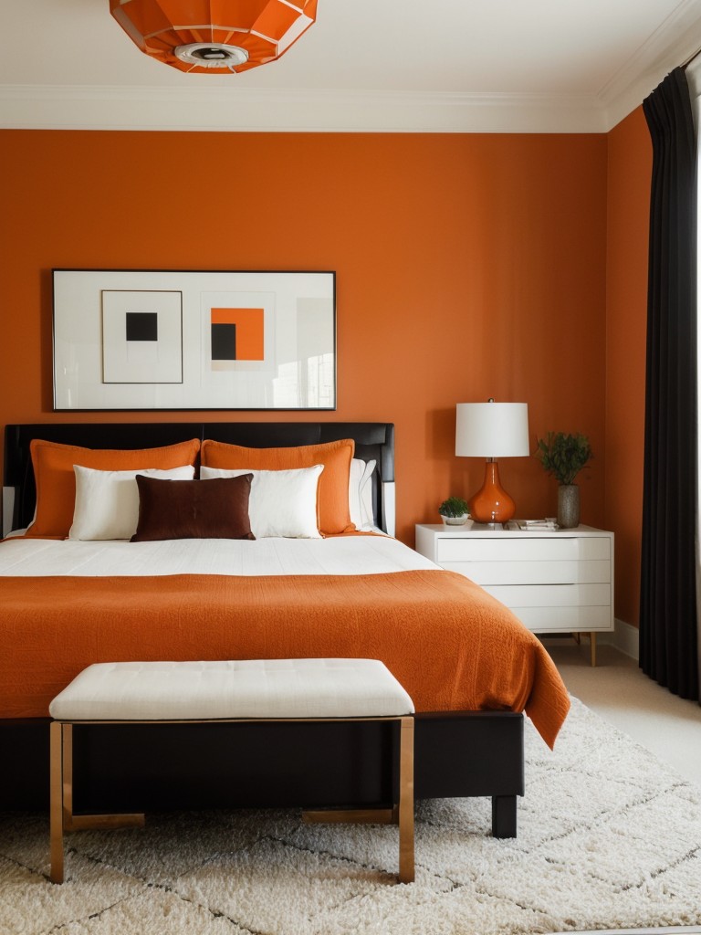 Retro Chic: 70s-inspired Orange Bedroom Decor